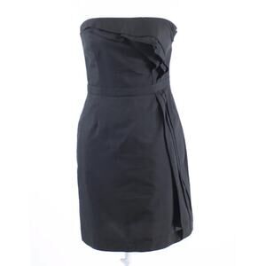 Ann Taylor Loft Black Strapless Sheath Mini Dress Size 6 Pleated Cotton‎ Blend